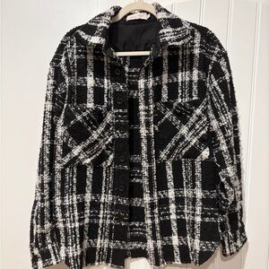 Plaid Black and White Women's Jacket